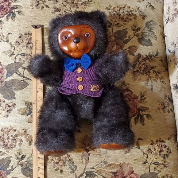 Vintage 1985 Robert Raikes 'Bently" Wood Purple Vest Figurine Teddy Bear - Picture 7 of 8